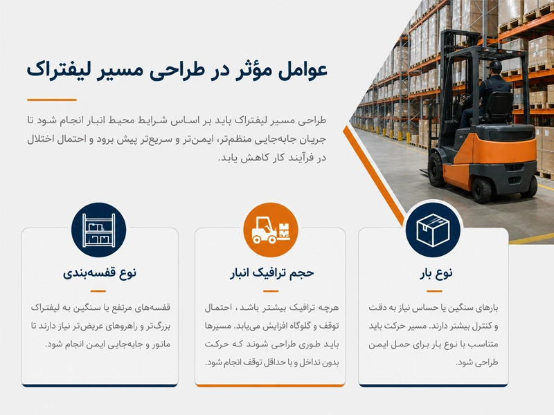 عوامل موثر در طراحی مسیر تردد لیفتراک